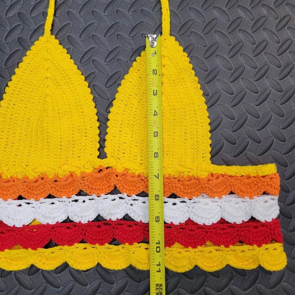 Crochet Bikini Top Small Handmade Retro Coastal Grandma Festival Boho